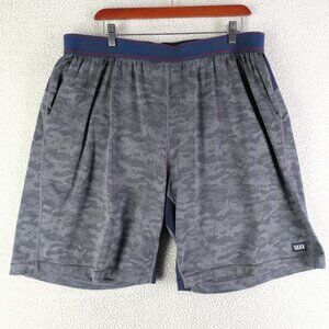 Hayabusa Shorts Mens 34 Blue White Stroped Spell Out MMA UFC Athletic Elastic